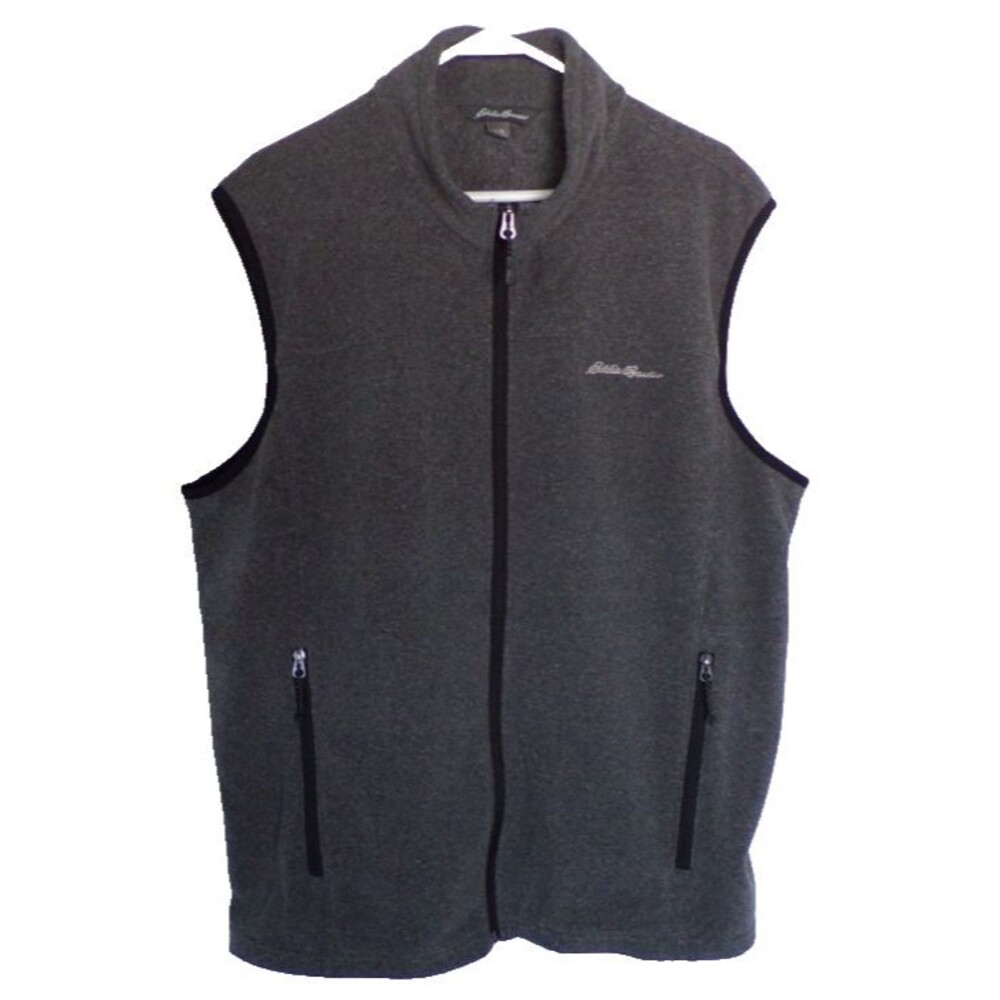 Eddie Bauer Mens XL Gray Full Zip Fleece Vest